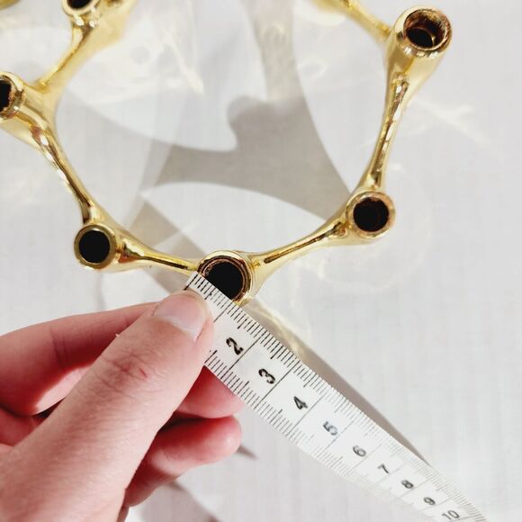 Vtg Brass Taper Candlestick Candle Holder Lot of Angels Flower MCM USA Hong Kong - Picture 9 of 15